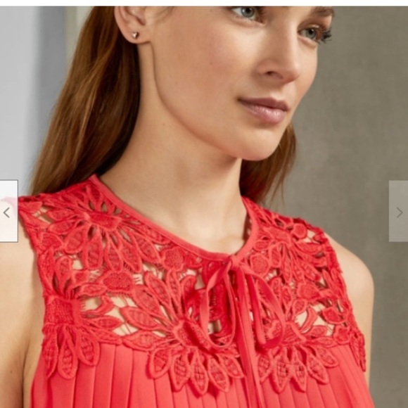 Ted Baker Red Sleeveless Bib Collar Blouse - Picture 6 of 11